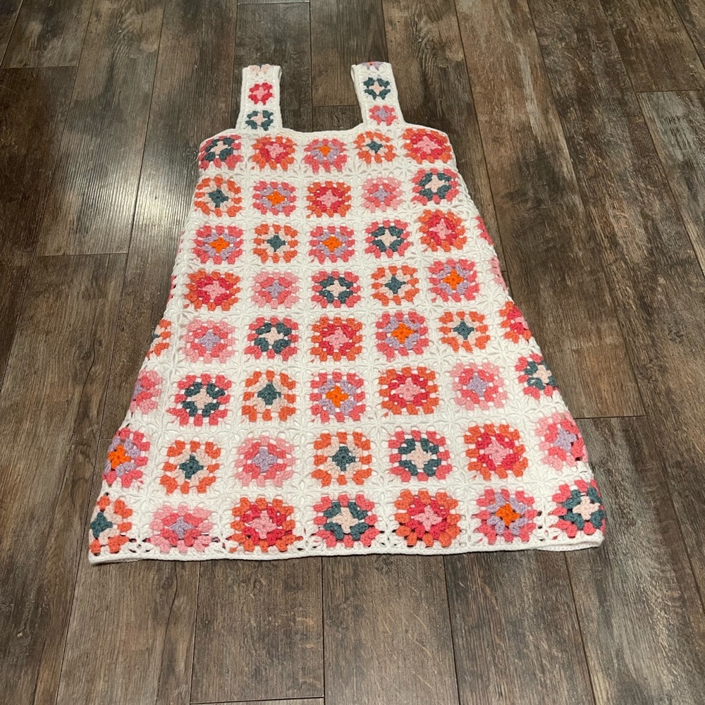 Colorful Crochet Mini Dress